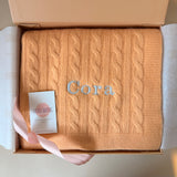 Personalised Peach Pure Cashmere Baby Blanket