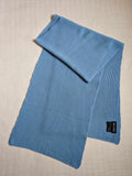 Blue Pure Cashmere Ribbed Scarf