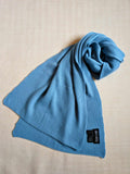 Blue Pure Cashmere Ribbed Scarf