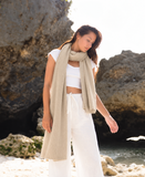Unisex Oatmeal Marl Pure Cashmere Ribbed Scarf