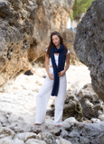 Unisex Navy Pure Cashmere Ribbed Scarf