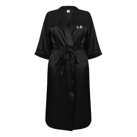 Personalised Black Satin Wrap Gown