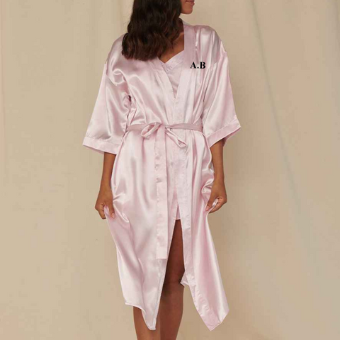 Personalised Pink Satin Wrap Gown