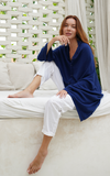 Personalised Navy Pure Cashmere Button Poncho