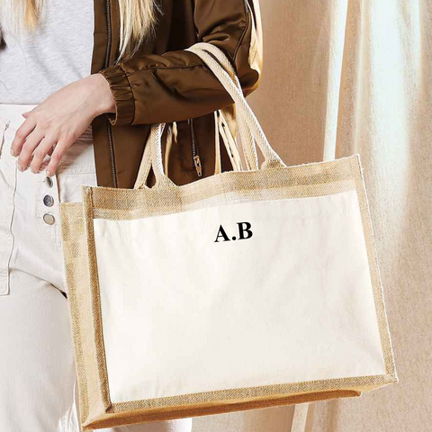 Personalised Jute Shopper Tote Bag