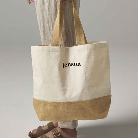 Personalised Jute Base Tote Bag