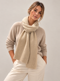 Unisex Oatmeal Marl Pure Cashmere Ribbed Scarf
