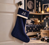 Personalised Navy Pure Cashmere Christmas Stocking
