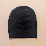 Black Unisex Pure Cashmere Textured Beanie