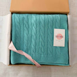 Personalised Eau de Nil Blue Pure Cashmere Baby Blanket
