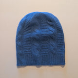 Navy Unisex Pure Cashmere Textured Beanie