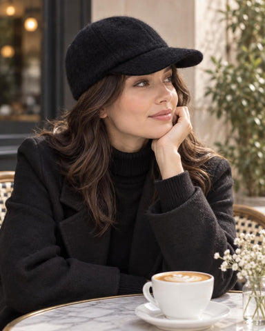 Black Pure Cashmere Baseball Cap