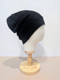 Black Unisex Pure Cashmere Textured Beanie