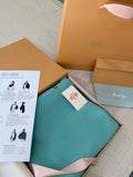 Personalised Eau de Nil Blue Pure Cashmere Button Poncho