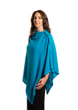 Personalised Mykonos Blue Pure Cashmere Button Poncho