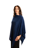 Personalised Navy Pure Cashmere Button Poncho