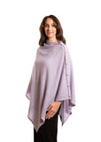 Personalised Lavender Pure Cashmere Button Poncho