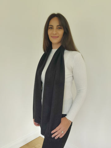 Personalised Black Pure Cashmere Unisex Scarf