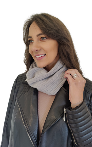 Personalised Grey Pure Cashmere Cable Knit Snood