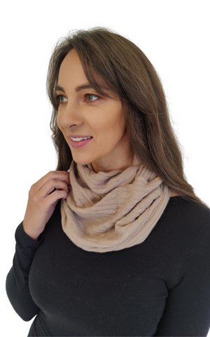 Personalised Taupe Pure Cashmere Cable Knit Snood