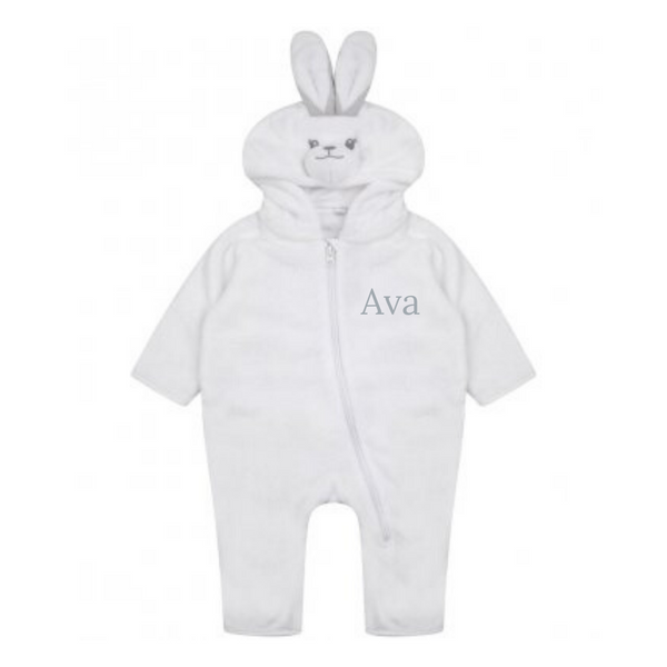 Personalised White Rabbit Hooded Onesie