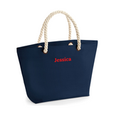 Personalised Nautical Cotton Beach Bag