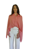 Personalised Coral Pink Pure Cashmere Button Poncho