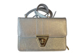 Silver Leather Cross Body Bag with Purse