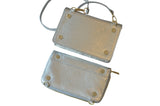 Silver Leather Cross Body Bag with Purse