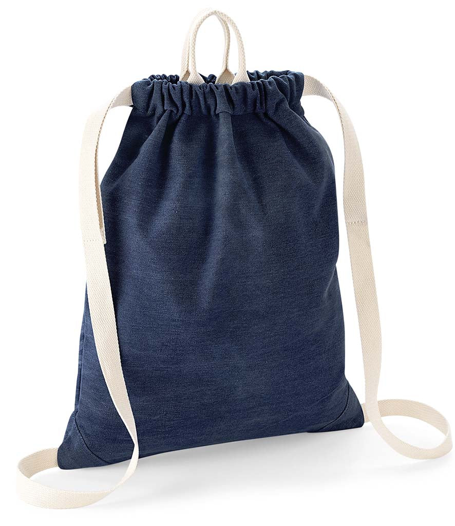 Personalised Cotton Denim Drawstring Bag Mimi & Thomas