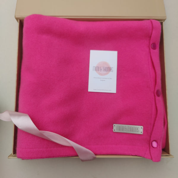 Personalised Neon Pink Pure Cashmere Button Poncho