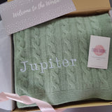 Personalised Sage Green Pure Cashmere Baby Blanket
