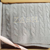 Personalised Grey Pure Cashmere Baby Blanket