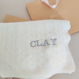 Personalised Ivory Pure Cashmere Baby Blanket