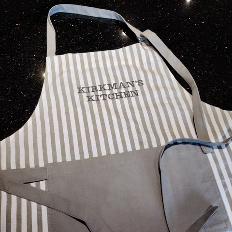 Personalised Grey Striped Apron