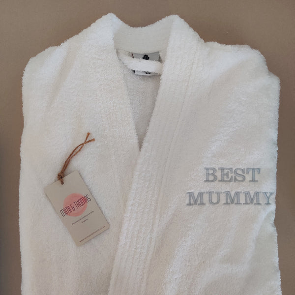Personalised Unisex White Towelling Robe Mimi & Thomas