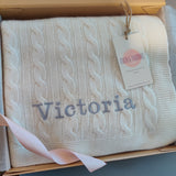 Personalised Ivory Pure Cashmere Baby Blanket