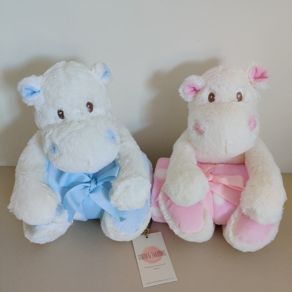 Personalised Hippo Plush Toy with Blanket