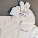 Personalised White Rabbit Hooded Onesie