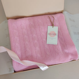 Personalised Pink Pure Cashmere Baby Blanket Mimi Thomas