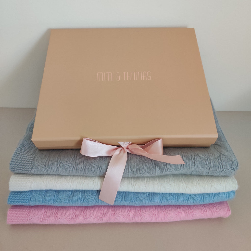Personalised Pink Pure Cashmere Baby Blanket Mimi & Thomas