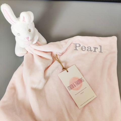 Personalised Bunny Comforter with Rattle