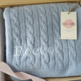 Personalised Blue Pure Cashmere Baby Blanket