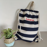 Personalised Nautical Cotton Drawstring Bag