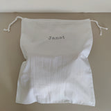 White Pure Cotton Travel Drawstring Bag