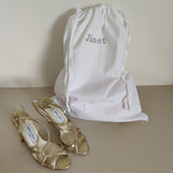 White Pure Cotton Travel Drawstring Bag