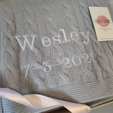Personalised Grey Pure Cashmere Baby Blanket