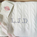 Personalised Ivory Pure Cashmere Baby Blanket