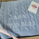 Personalised Blue Pure Cashmere Baby Blanket