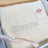 Personalised Ivory Pure Cashmere Baby Blanket